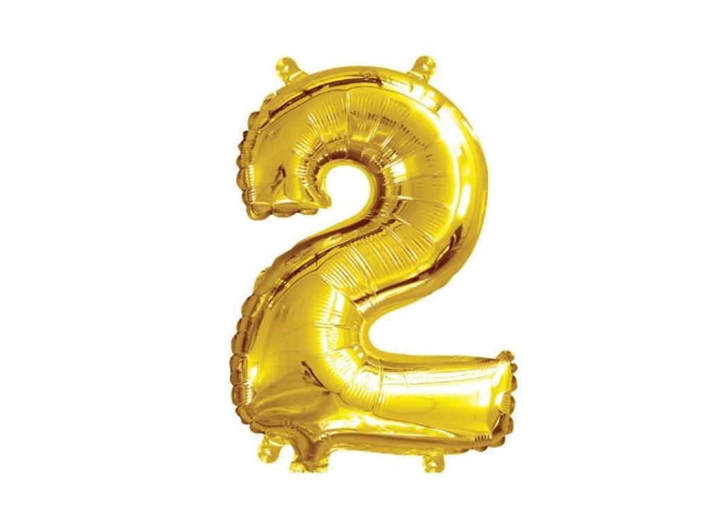 Mini Gold Foil Balloon - Number 2