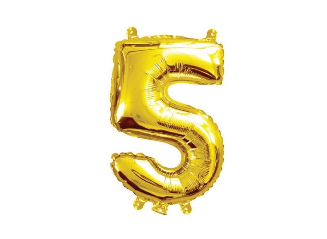 Mini Gold Foil Balloon - Number 5