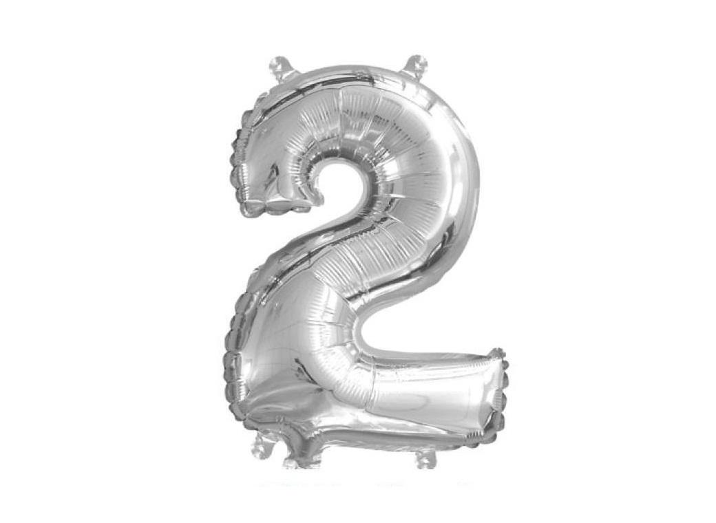 Mini Silver Foil Balloon - Number 2