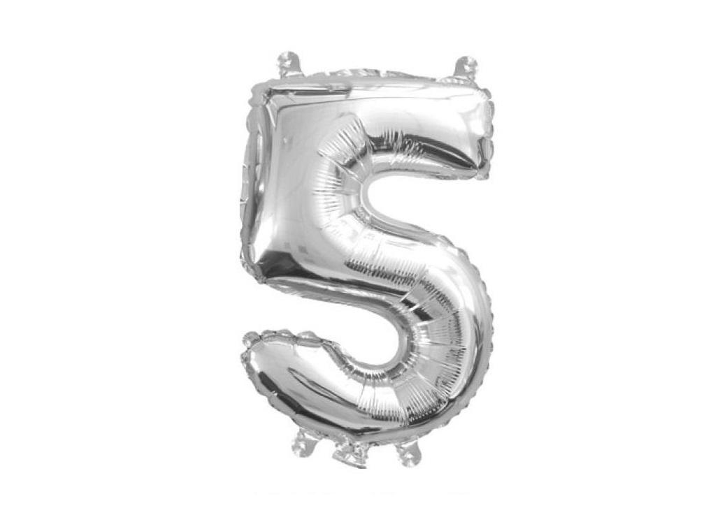 Mini Silver Foil Balloon - Number 5