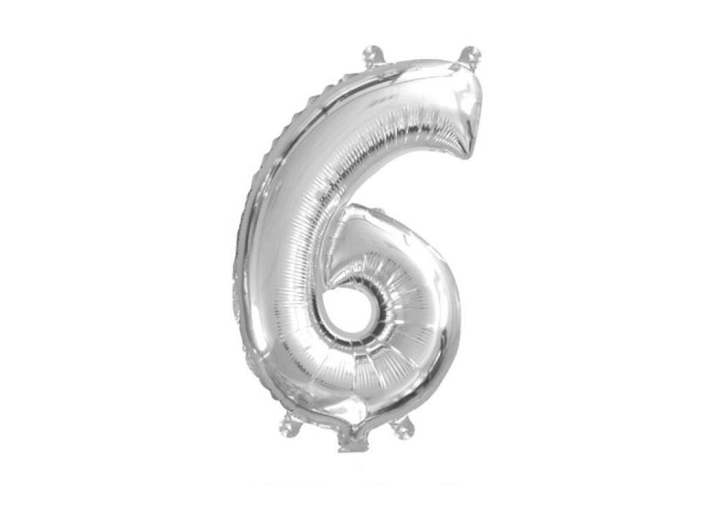 Mini Silver Foil Balloon - Number 6