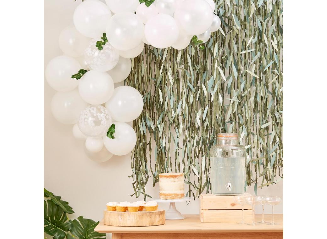 Mini White Balloon Arch with Foliage