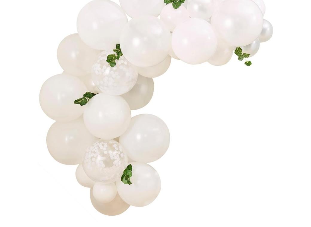 Mini White Balloon Arch with Foliage