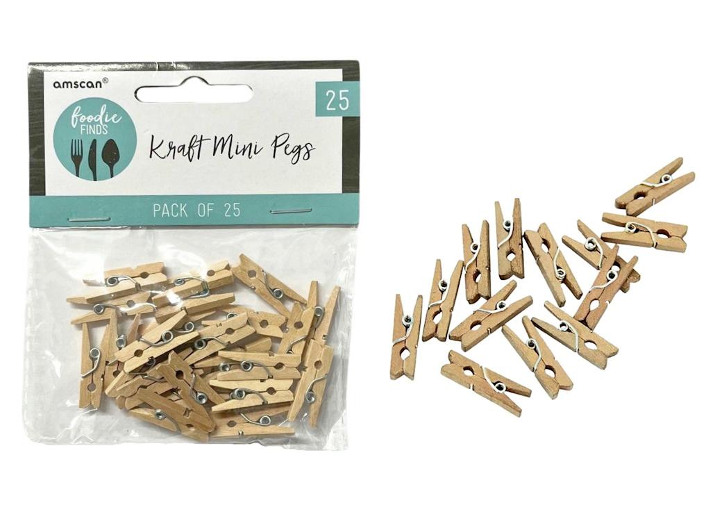 Mini Wooden Pegs 25pk