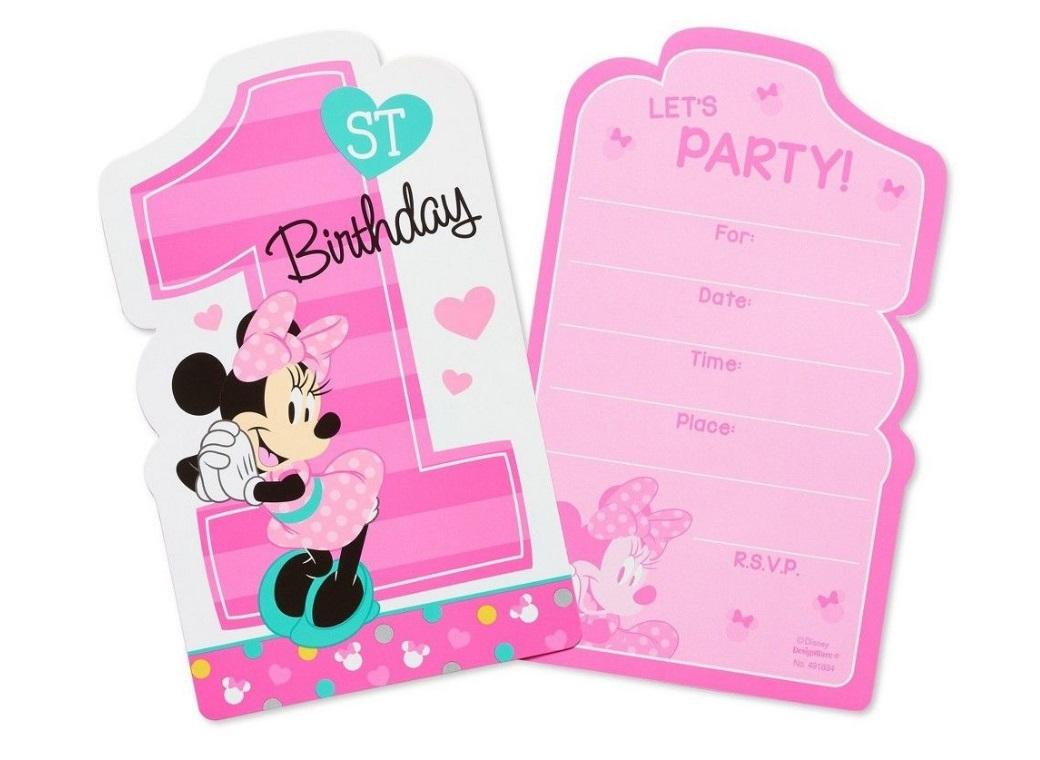 Minnie 1st Birthday Invitations 8pk