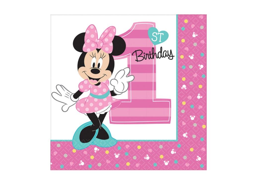 Minnie 1st Birthday Lunch Napkins 16pk