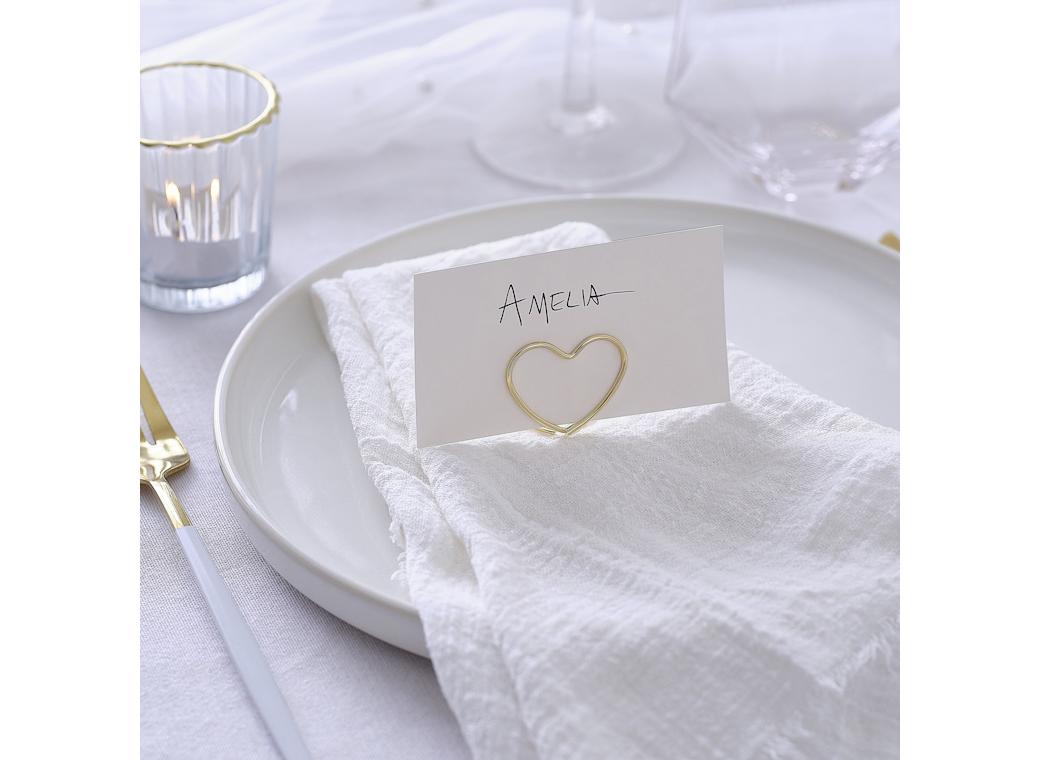 Modern Luxe Gold Metal Heart Place Card Holders 6pk