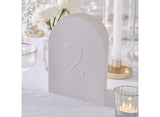 Modern Luxe White Embossed Table Numbers