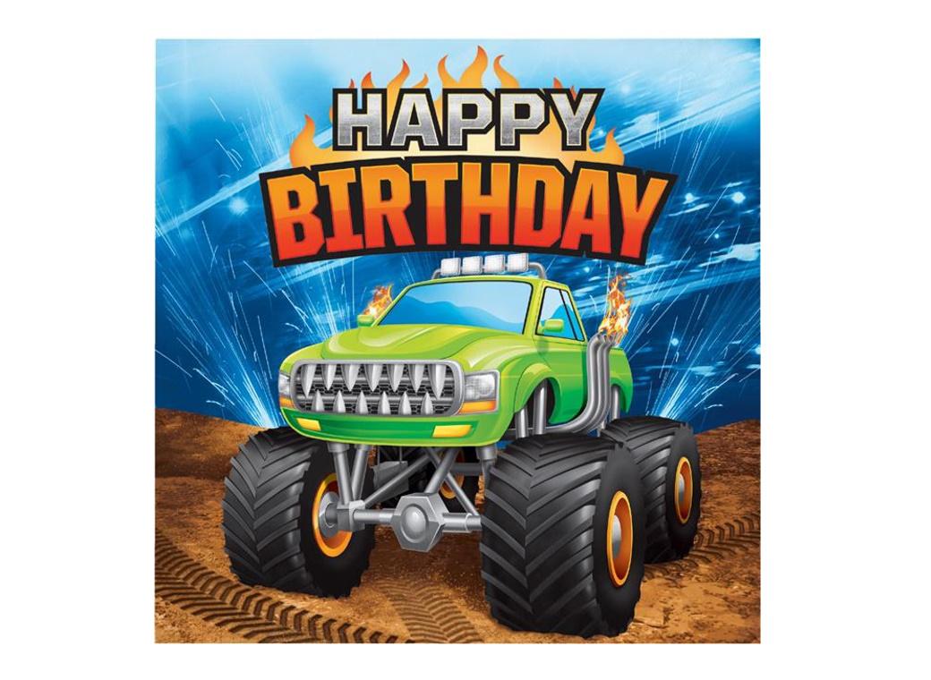 Monster Truck Birthday Lunch Napkins 16pk