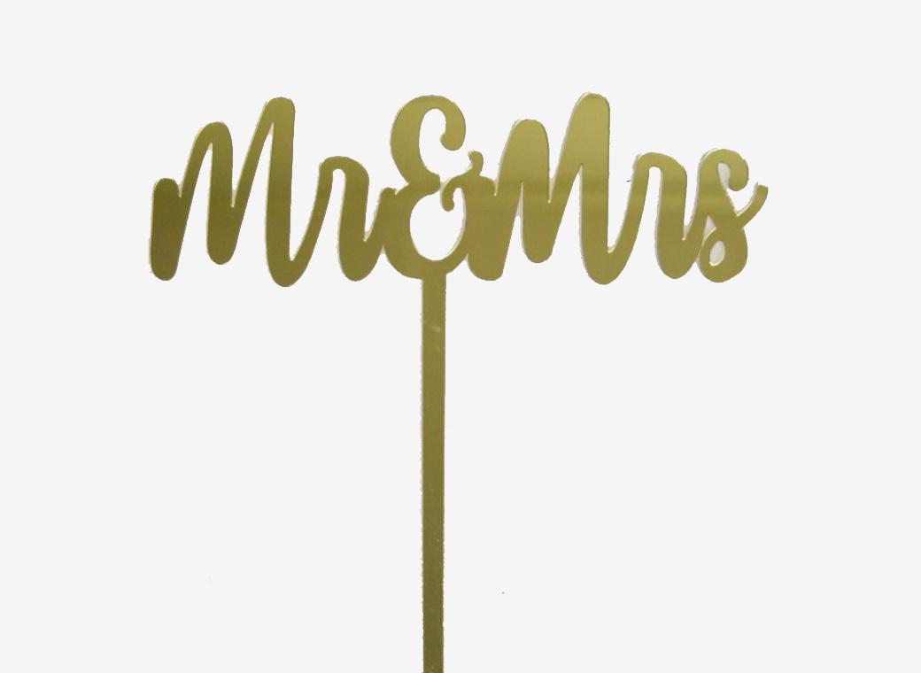 GoBake Mr & Mrs Cake Topper - Gold