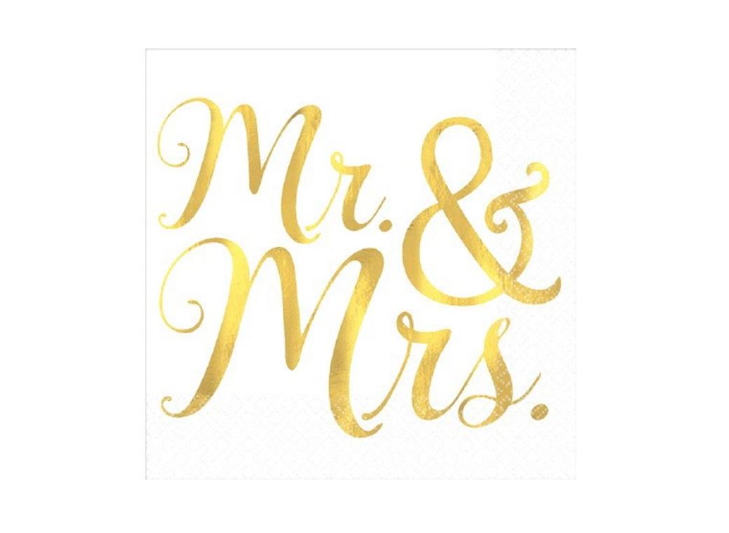 Mr & Mrs Beverage Napkins 16pk