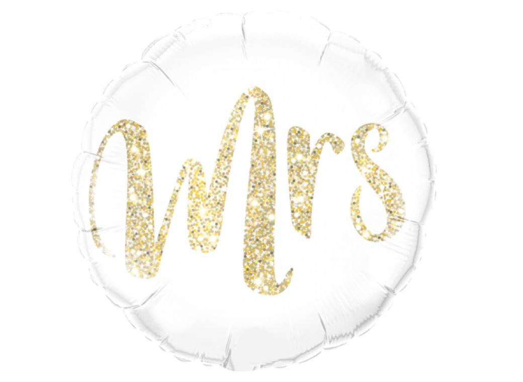 Gold Glitter Mrs Foil Balloon