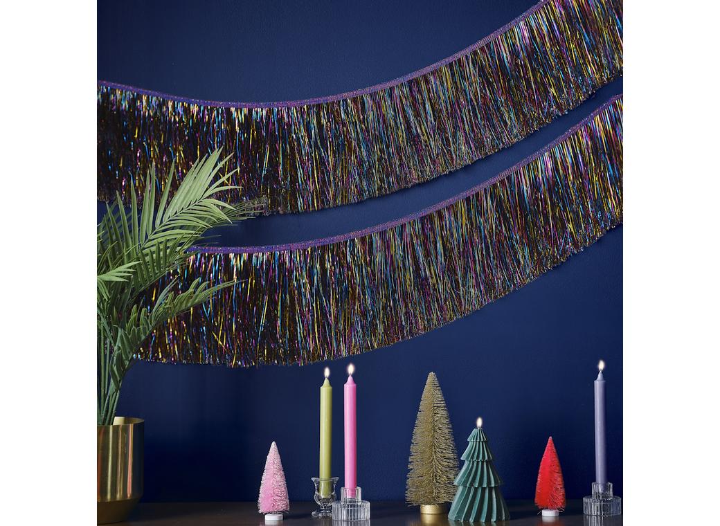 Merry & Bright Multi-Colour Tinsel Garland Decoration