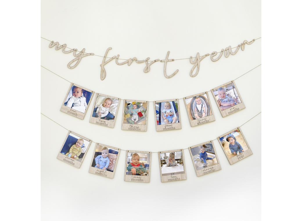 My First Year Wooden Baby Photo Bunting