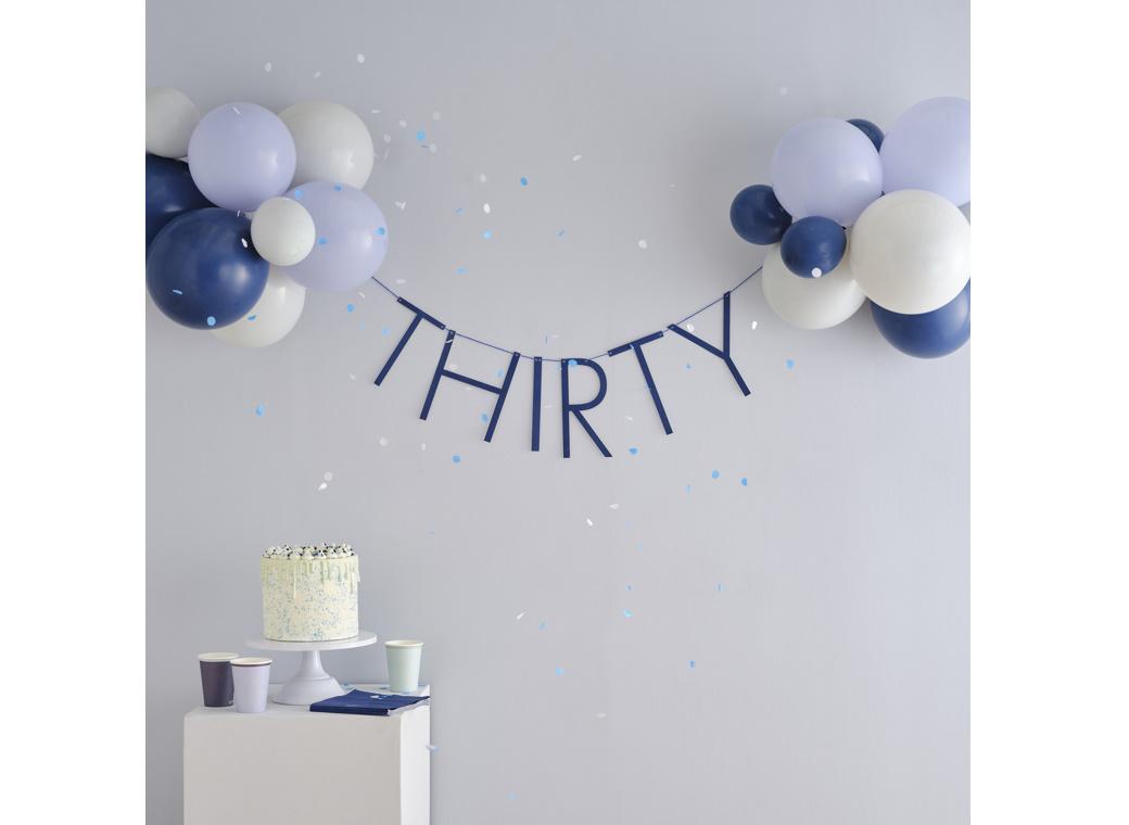 Navy 30th Birthday Balloon Bunting