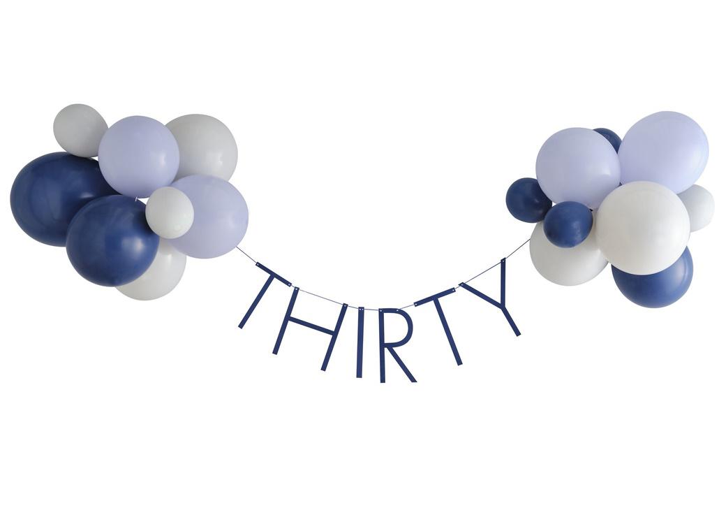 Navy 30th Birthday Balloon Bunting