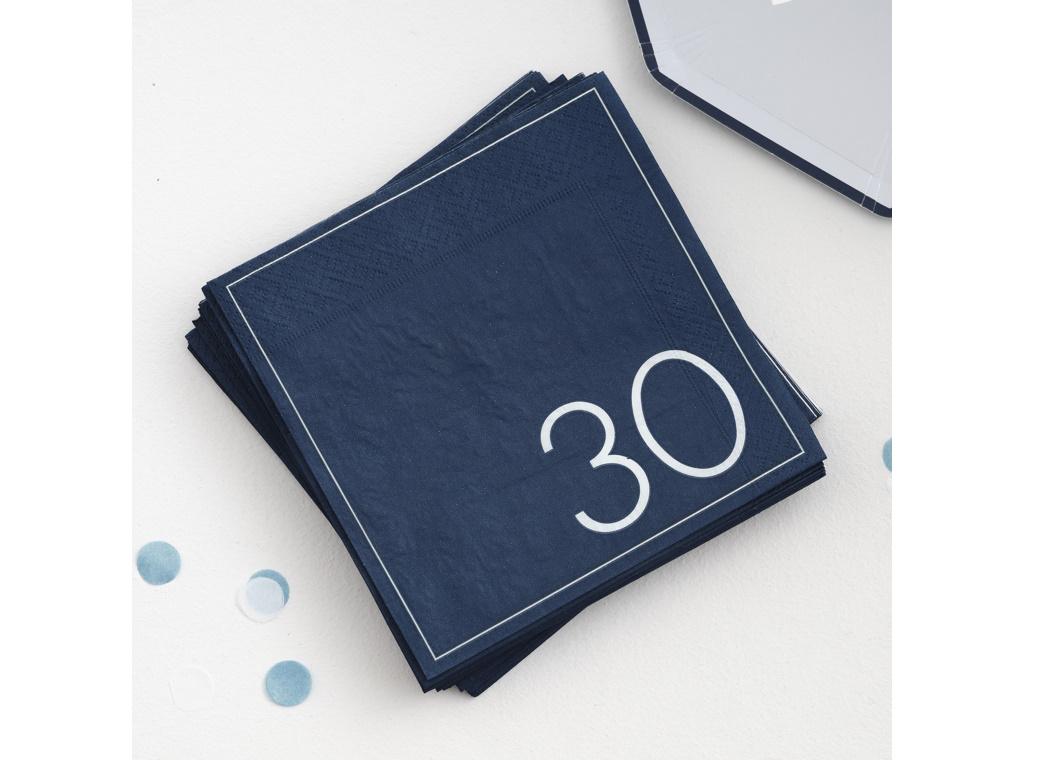 Navy 30th Birthday Napkins 16pk