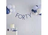 Navy 40th Birthday Balloon Bunting