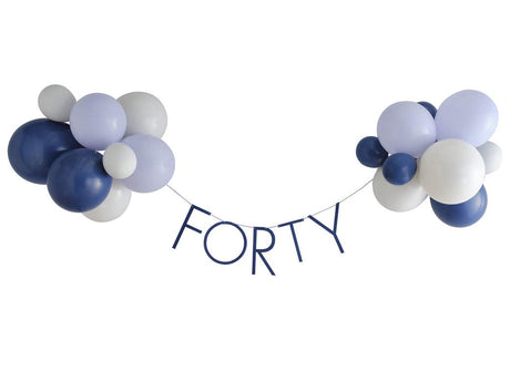 Navy 40th Birthday Balloon Bunting