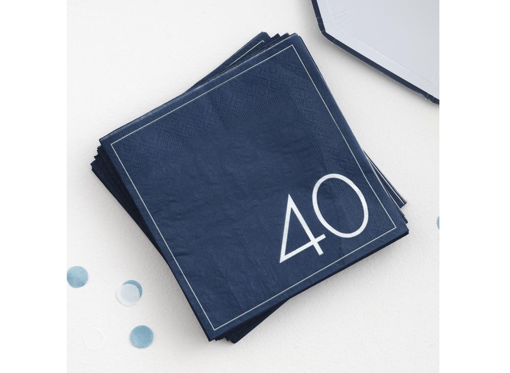 Navy 40th Birthday Napkins 16pk