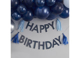 Navy Blue Happy Birthday Bunting with Tassels