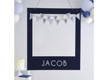 Navy Customisable Happy Birthday Photo Booth Frame