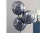 Navy & Silver Double Stuffed Confetti Balloons 3pk