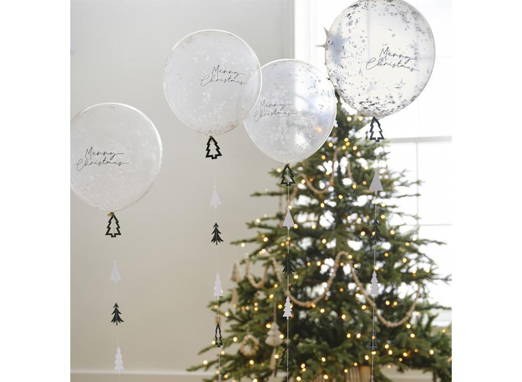 Nordic Noel Confetti Balloons with Tails 5pk