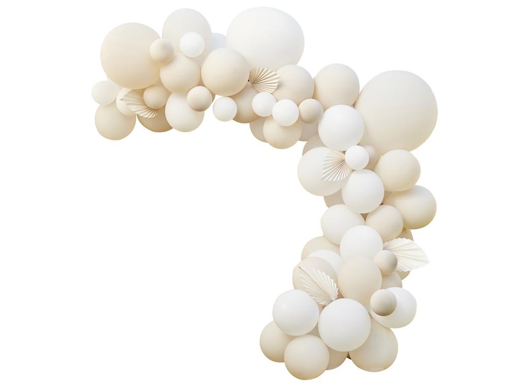 Nude & White Balloon Arch with Fans