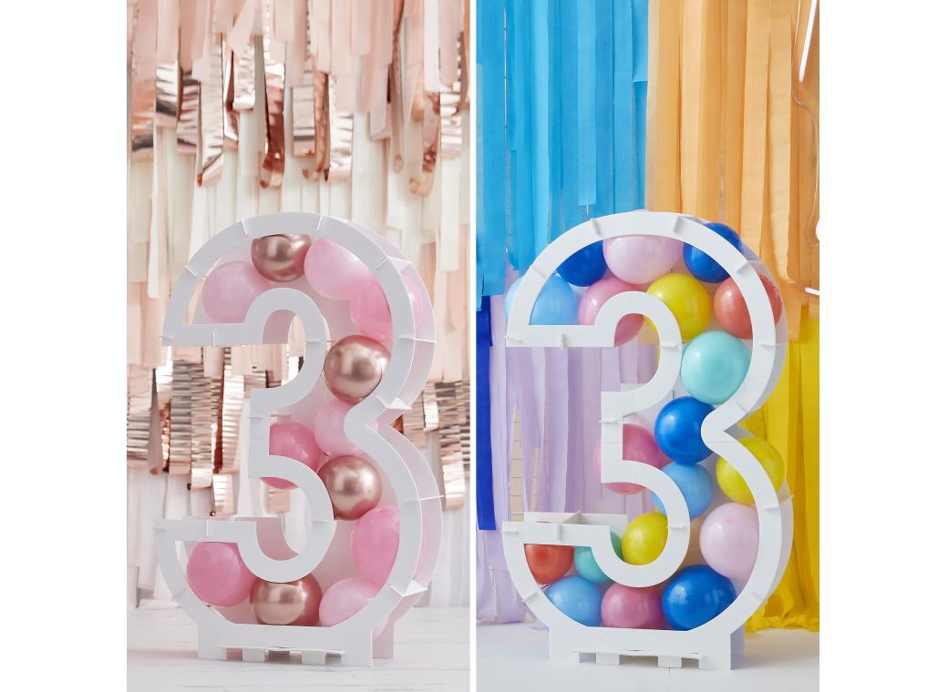 Number 3 Balloon Mosaic Stand