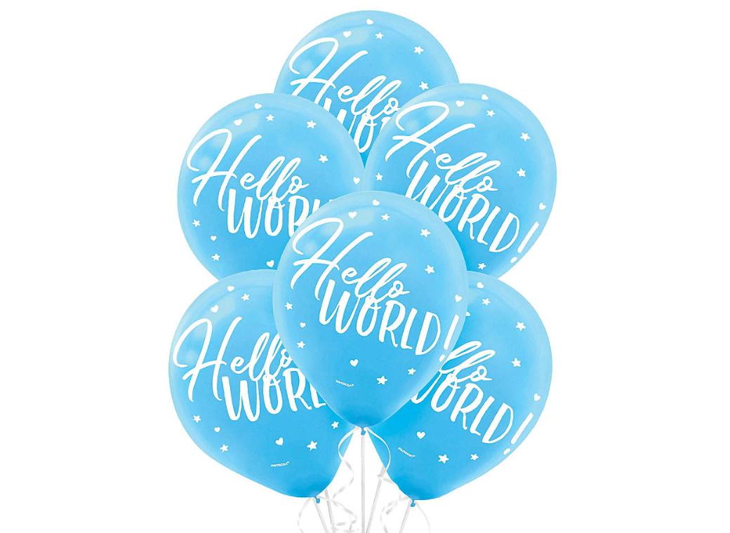 Oh Baby Boy Hello World Balloons 15pk