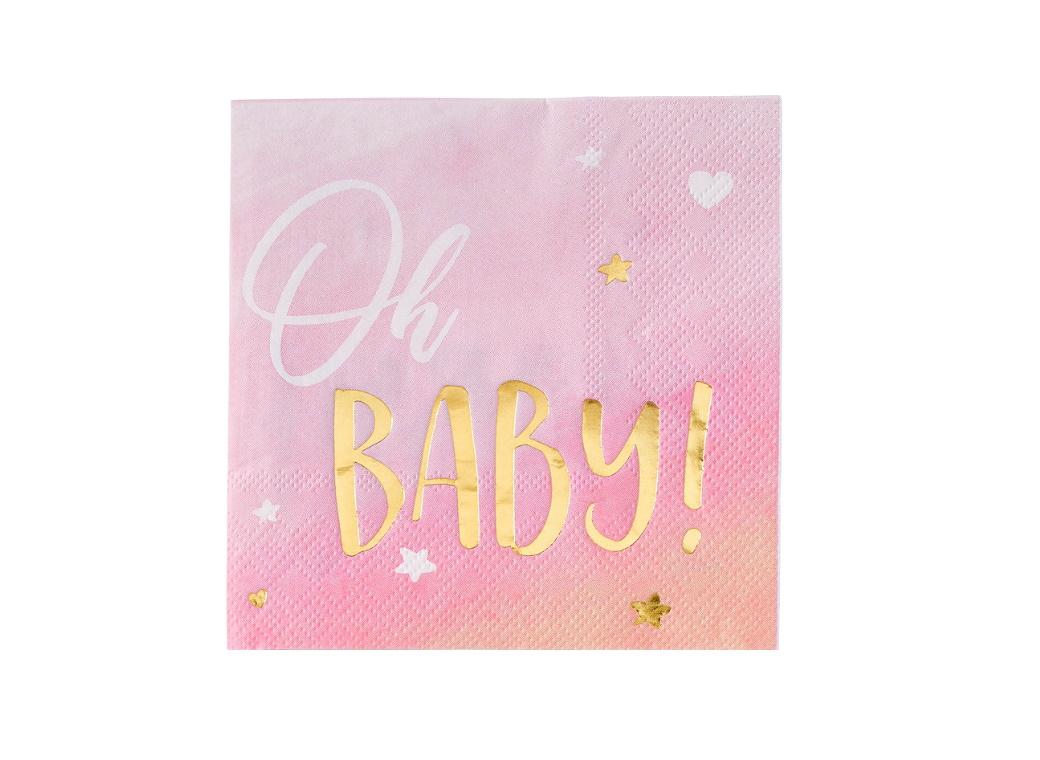 Oh Baby Girl Beverage Napkins 16pk