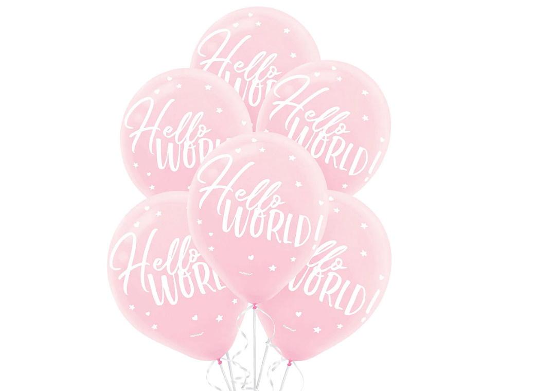 Oh Baby Girl Hello World Balloons 15pk