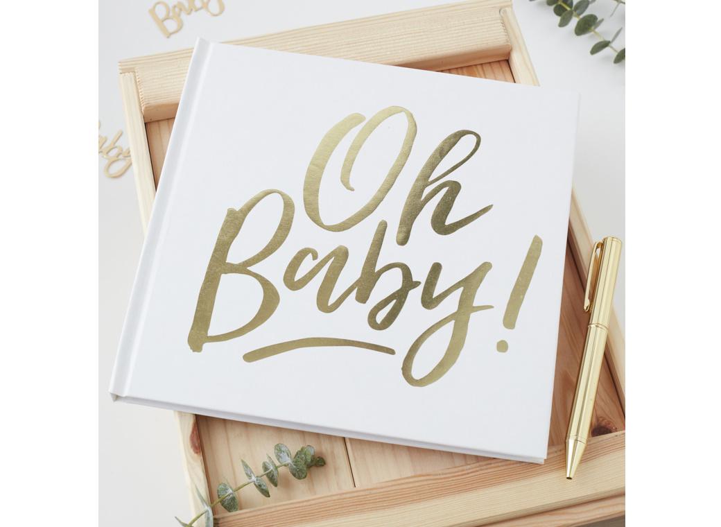 Oh Baby Gold Baby Shower Guest Book