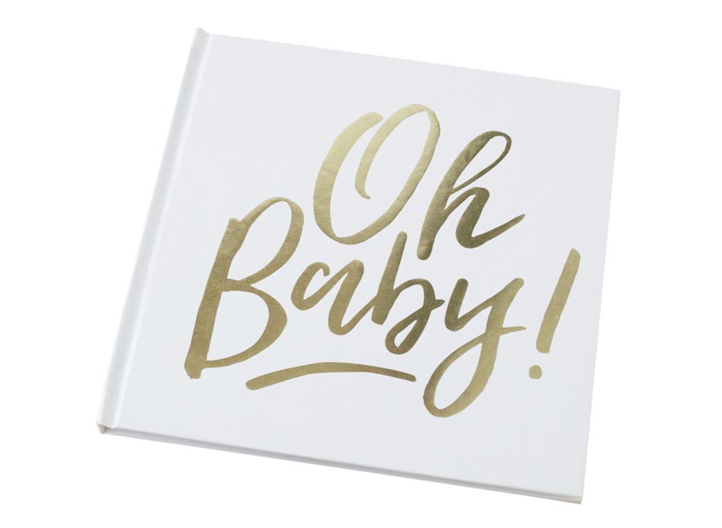 Oh Baby Gold Baby Shower Guest Book