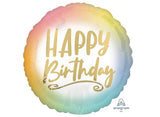 Ombre & Gold Happy Birthday Foil Balloon