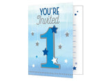 One Little Star Boy 1st Birthday Invitations 8pk