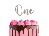 One - Silver Metal Cake Topper