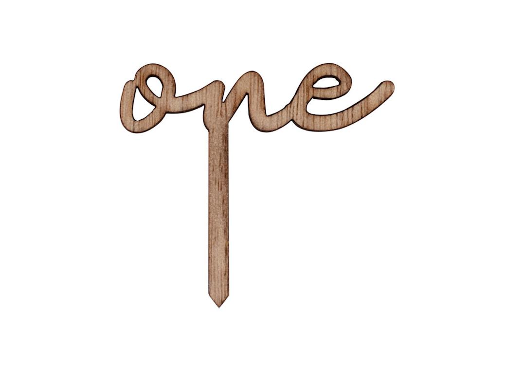 Wooden 'One' 1st Birthday Cupcake Toppers 6pk