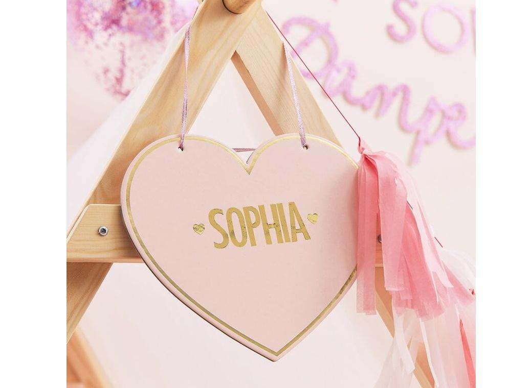 Pamper Party Customisable Heart Name Signs 4pk