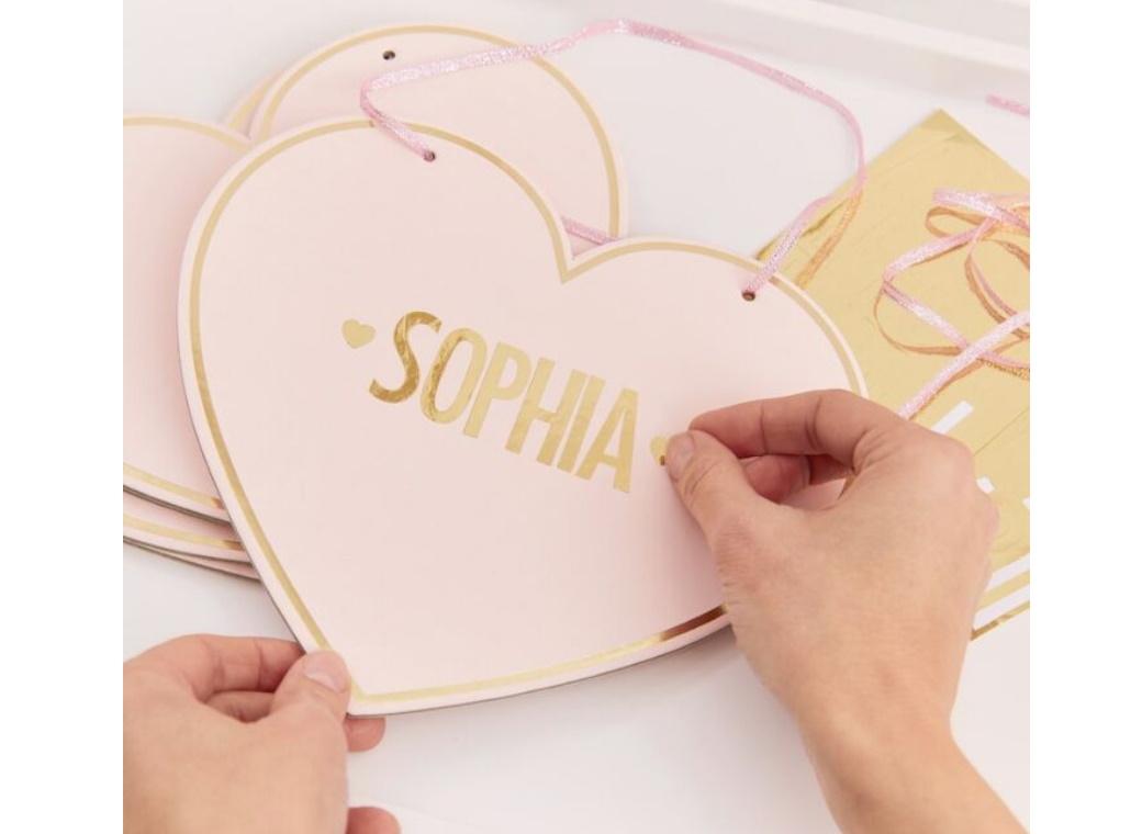 Pamper Party Customisable Heart Name Signs 4pk