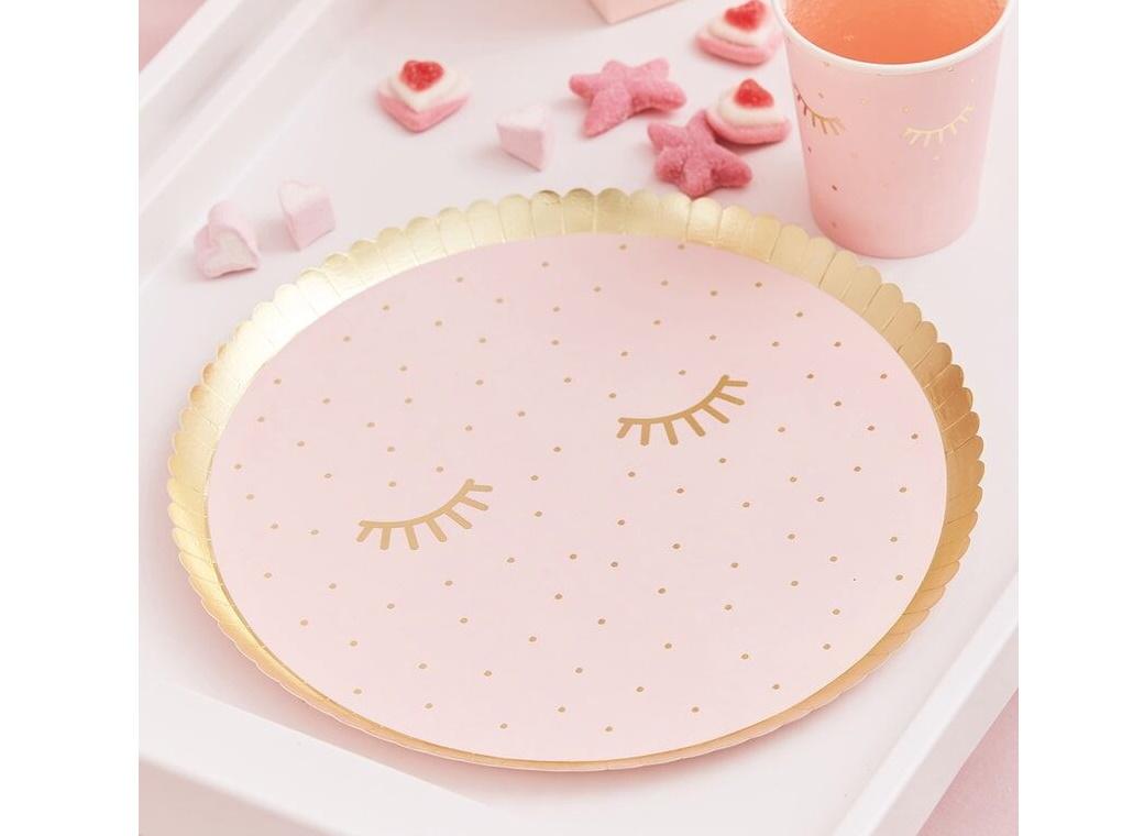 Pamper Party Pink & Gold Plates 8pk