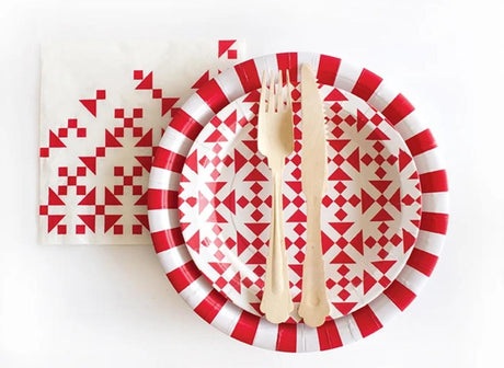 Paper Eskimo Dessert Plates - Aztec Red