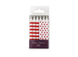 Spots & Stripes Candles 12pk - Candy Cane Red