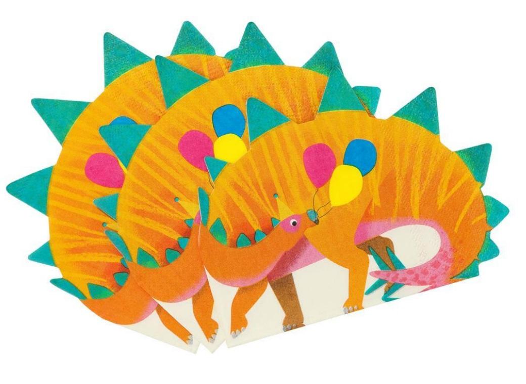 Party Dinosaurs Shaped Napkins 16pk