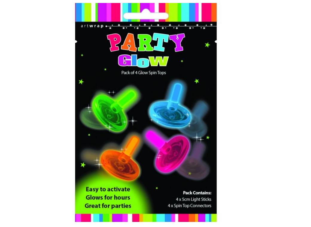 Party Glow Spinning Tops 4pk