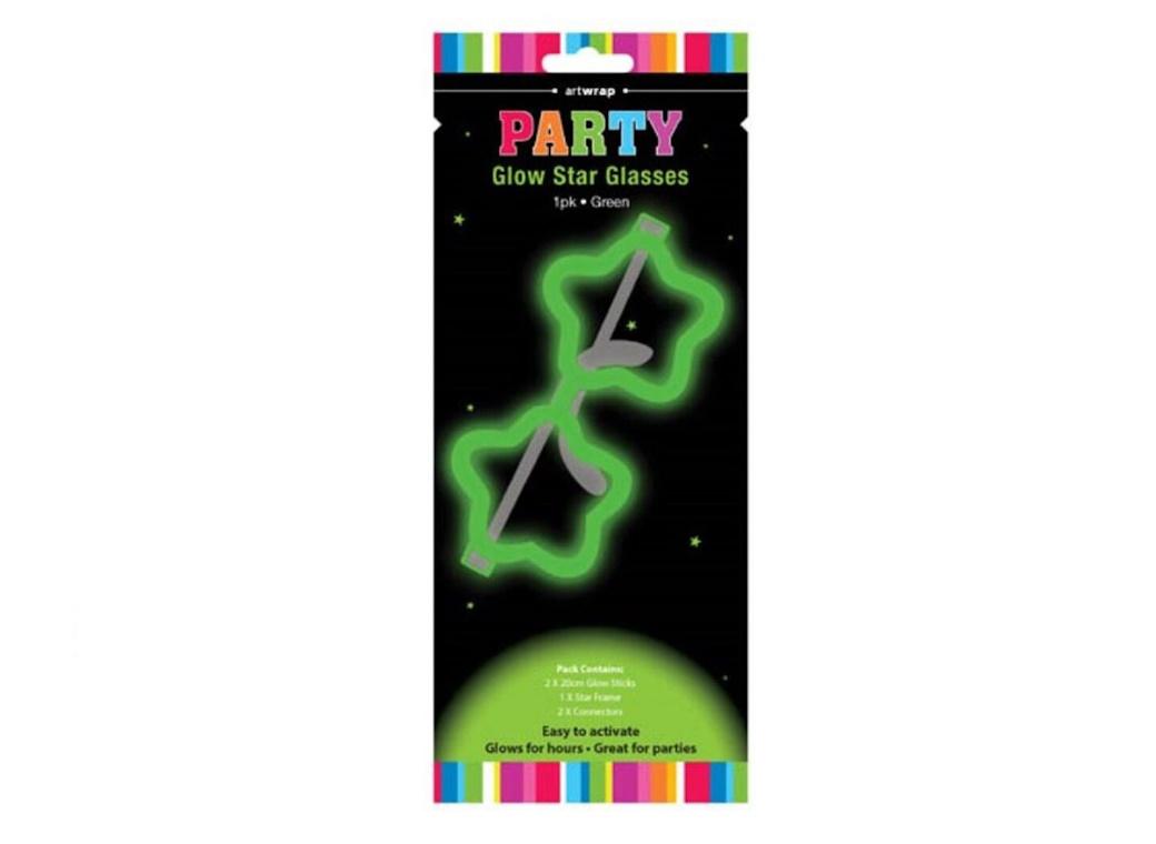 Party Glow Star Glasses - Green