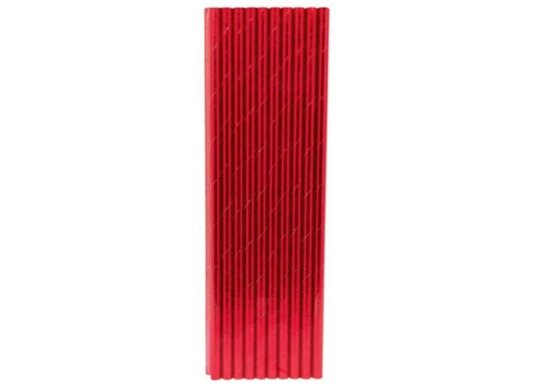 Paper Straws Red Foil 20pk