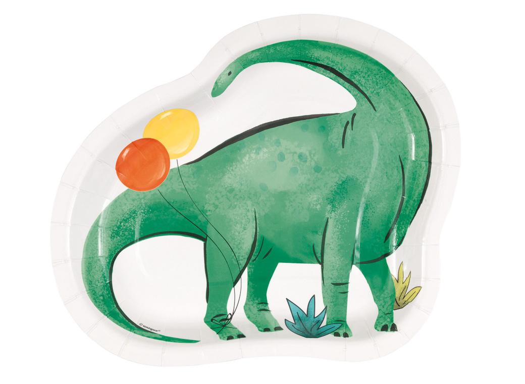 Partying Dino Shaped Plates 8pk