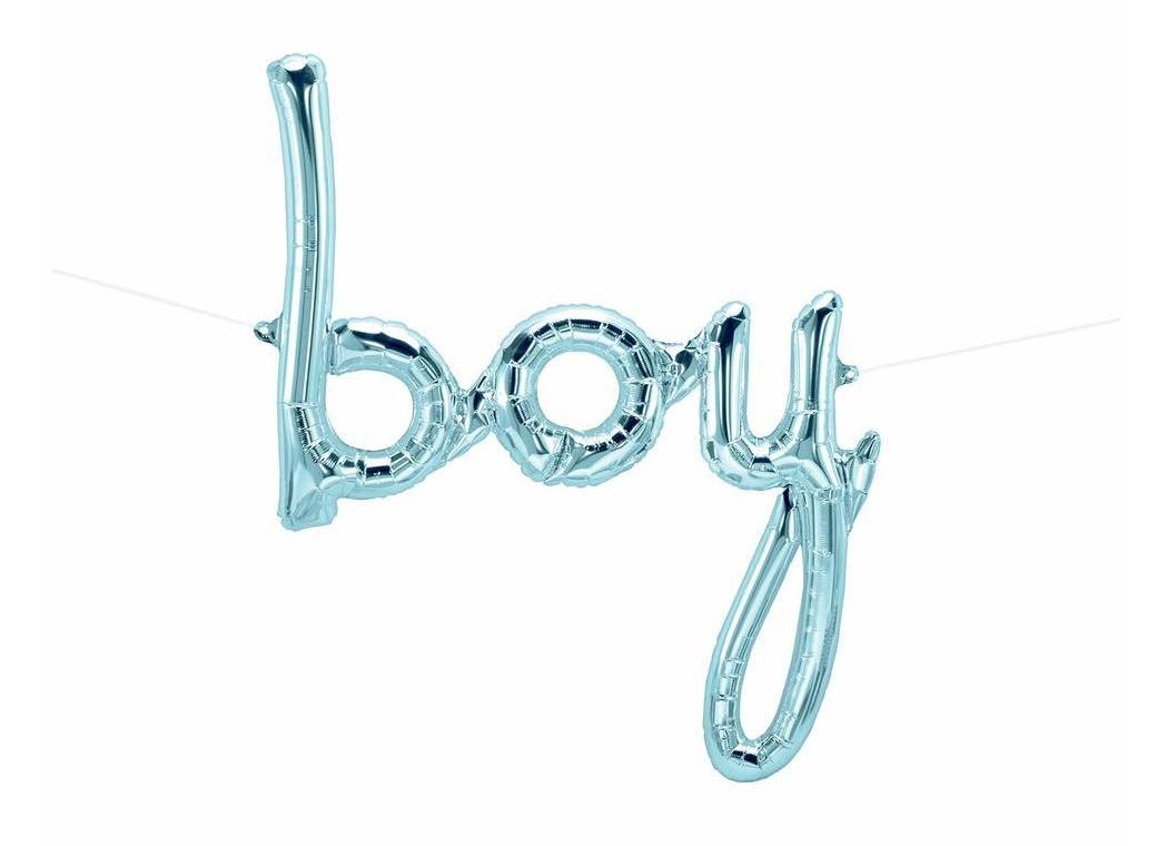 Pastel Blue 'Boy' Script Balloon